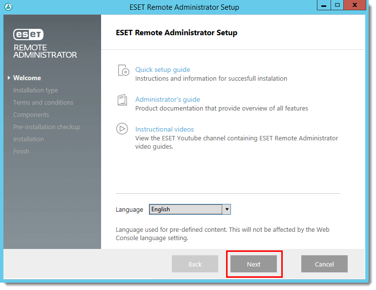 آموزش نصب ESET Remote administrator 6.x