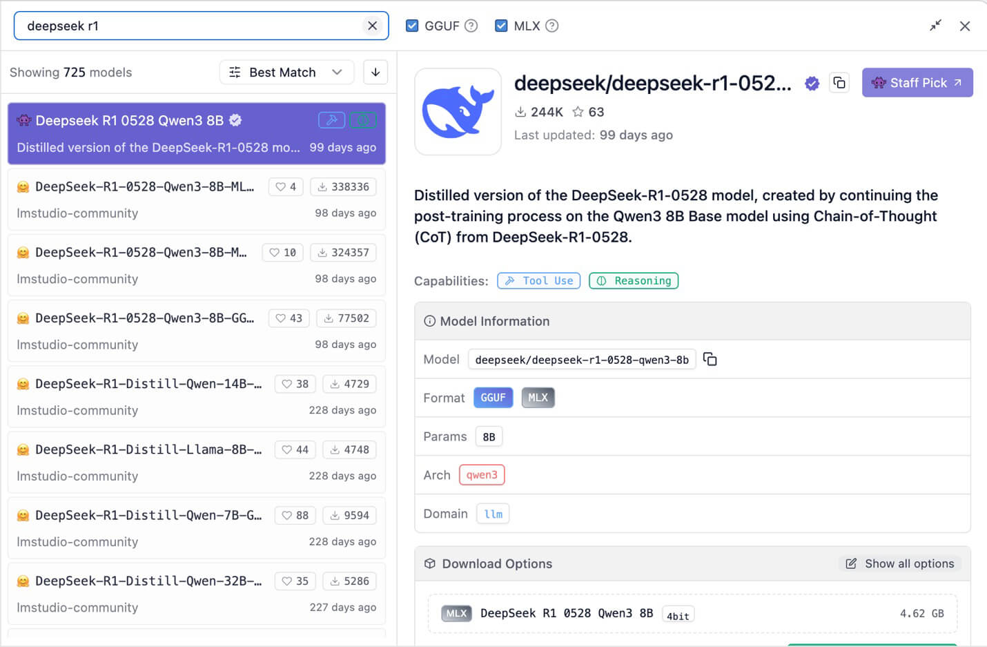 جستجوی مدل های DeepSeek در LM Studio