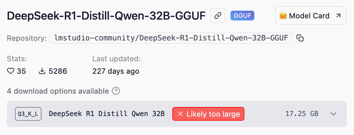 هشدار LM Studio مبنی بر سنگین بودن مدل برای دستگاه شما