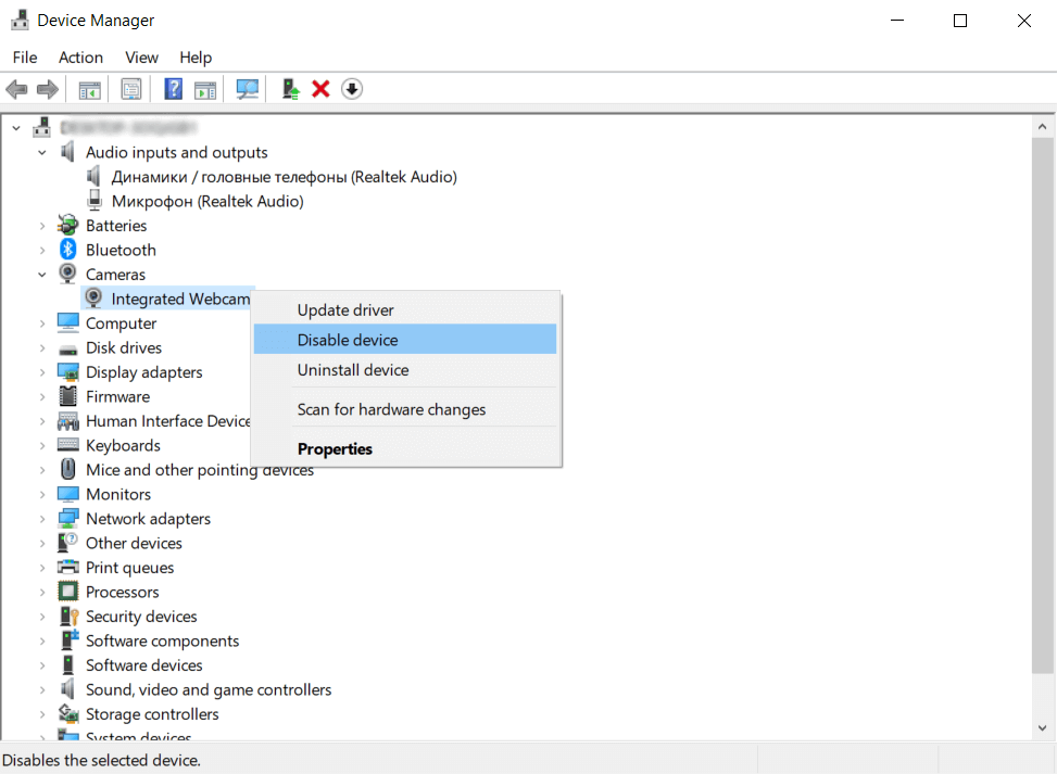 غیرفعال کردن وب کم و میکروفون داخلی در Device Manager